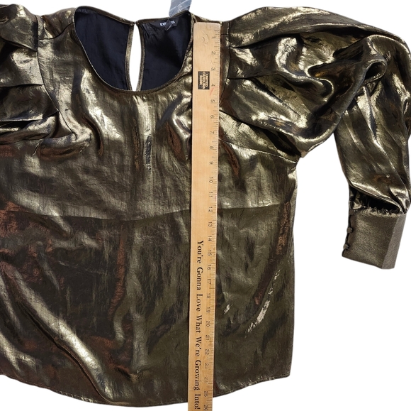 NWT Express Gold Foiled Long Balloon Sleeve Top. Sz. M - Picture 10 of 11